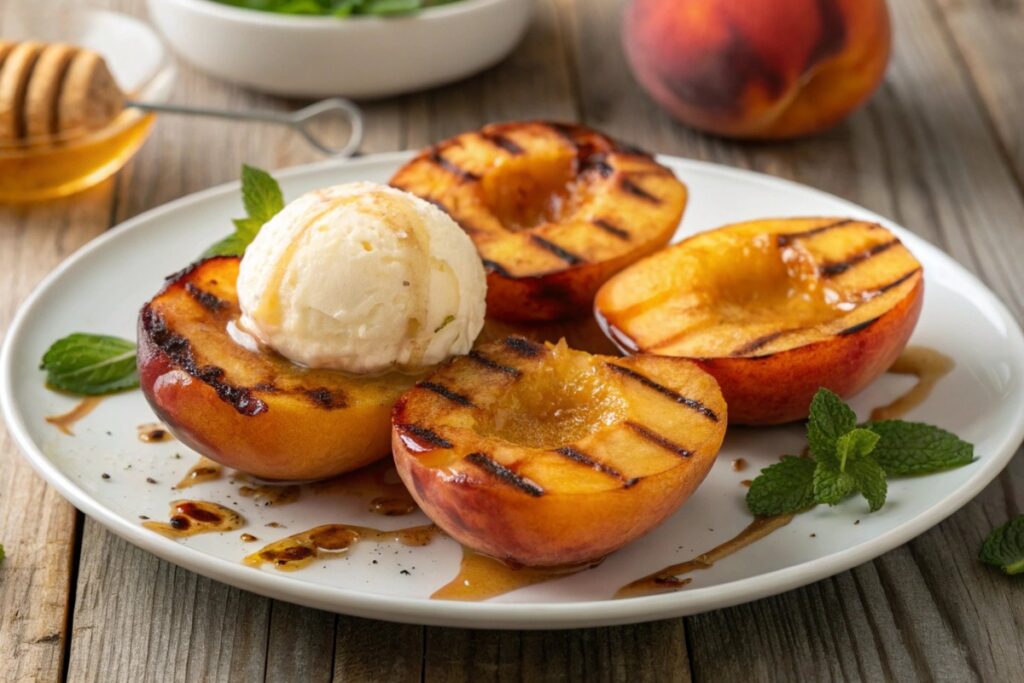 Grilled Peaches With Ice Cream of Cookout Menu Planning
