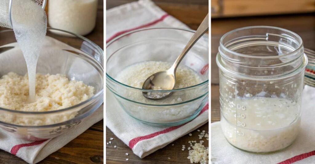 Step By Step Process Of Making Agua De Kefir At Home.